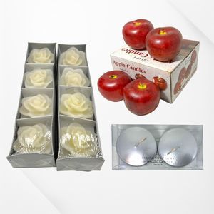 Vintage and Unique Candle Lot - Apples Roses Floating - 14 Total - NEW Open Box